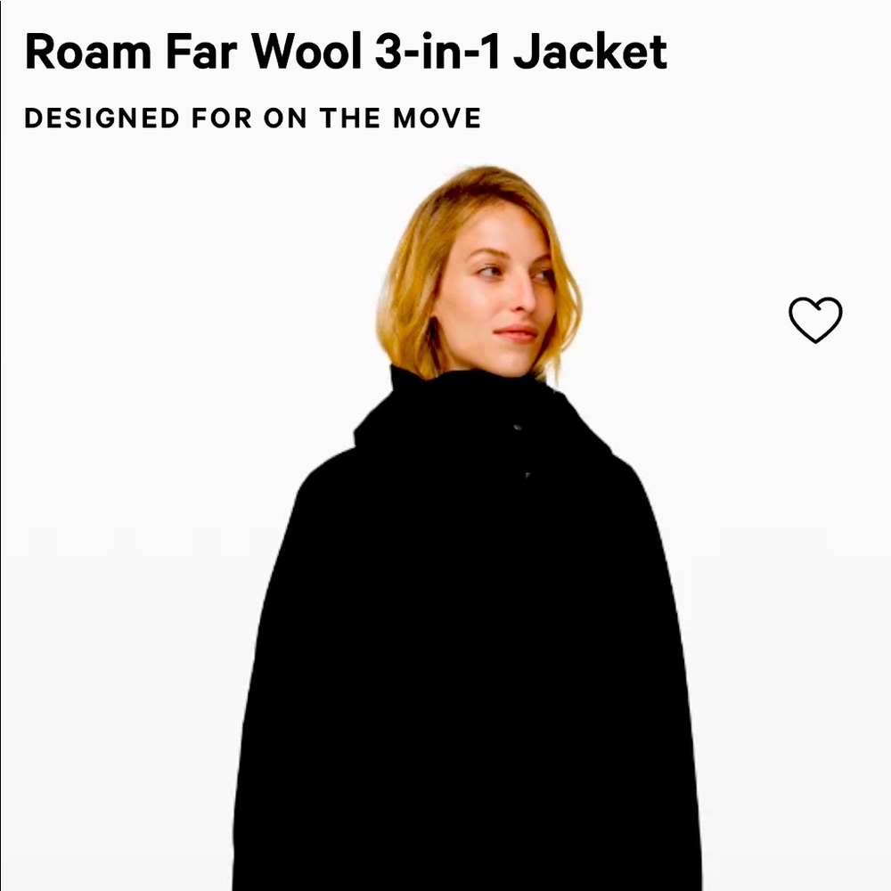 NWT Lululemon Roam Far Wool 3-1 Jacket Heather Black in Color Size10 ♥️